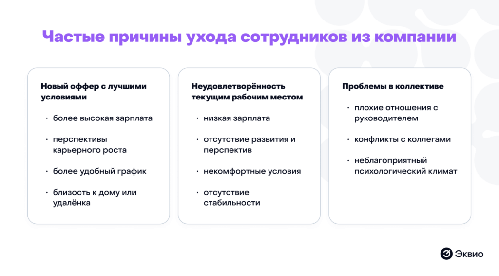 Частые причины ухода сотрудников из компании